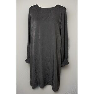 Ann Taylor NWT Tunic Dress Dark Gray Burn-out Snake Skin Pattern LS Lined Sz 12